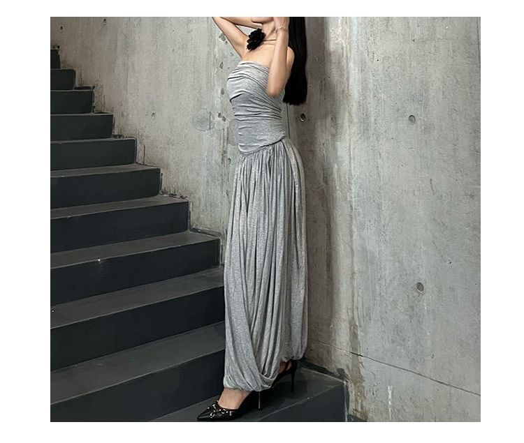 Maxi Dress Ruched A-Line Tube