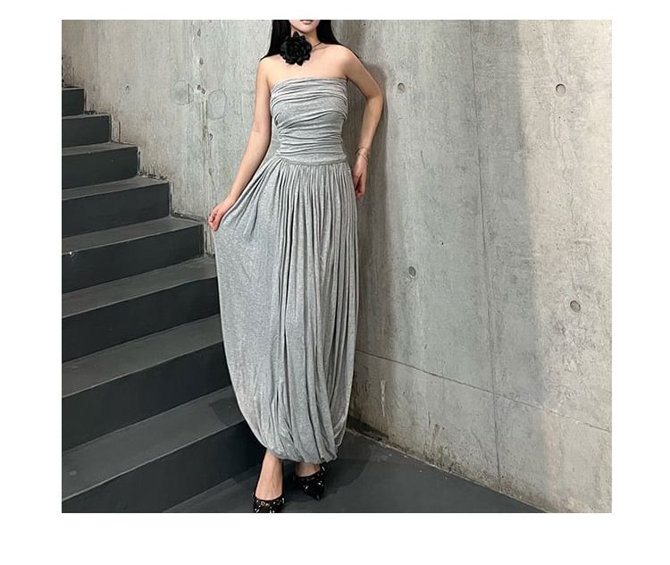 Maxi Dress Ruched A-Line Tube