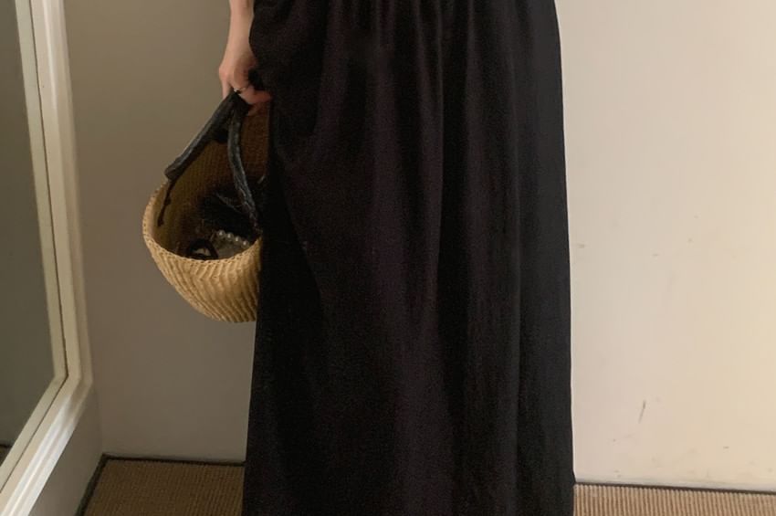 Spaghetti Strap Open Back Maxi A-Line Dress