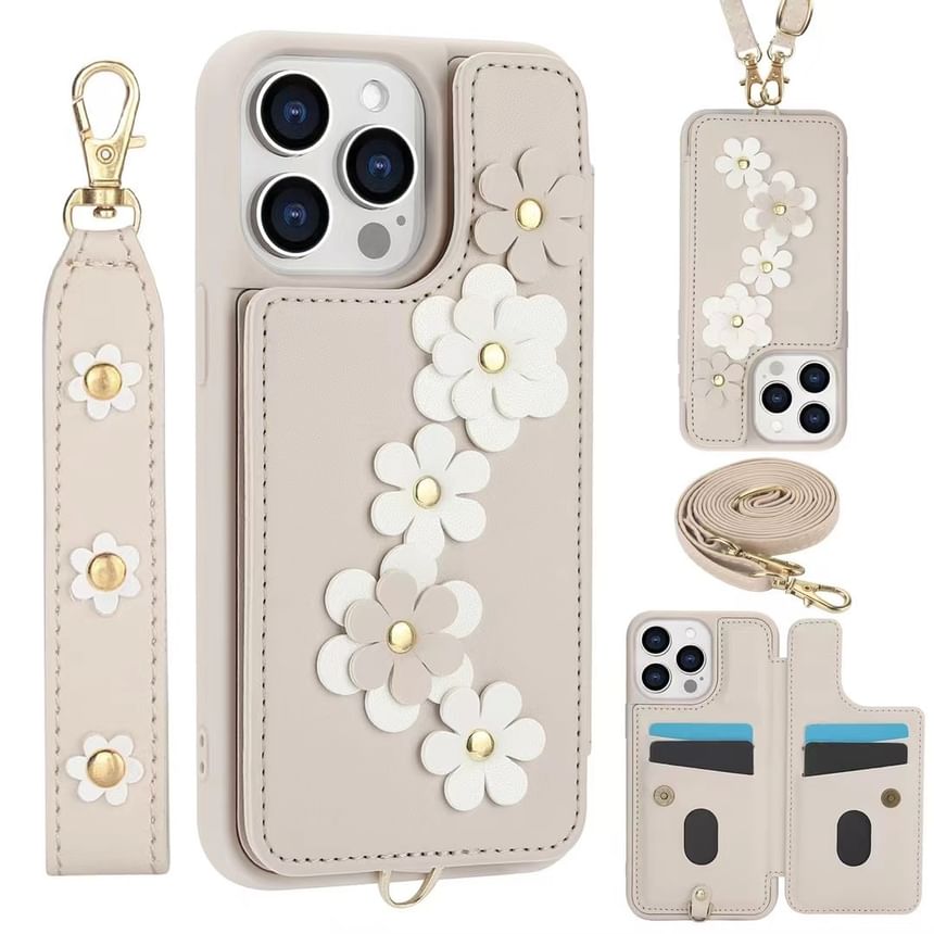 Case Faux Floral Phone Leather