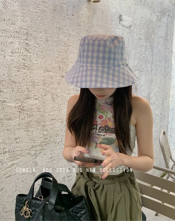 Bucket Hat Plaid Reversible
