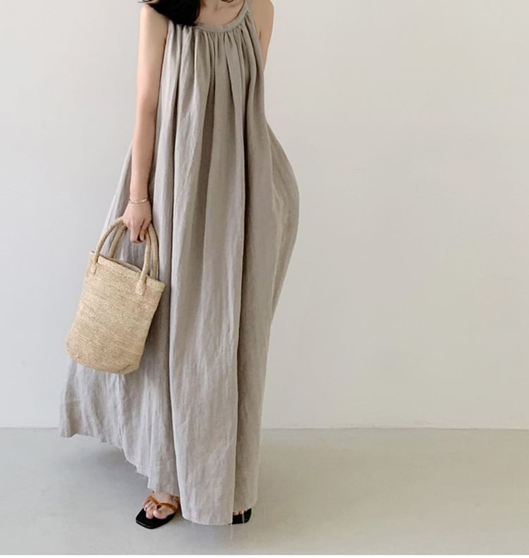 Strapless Solid A-Line Maxi Dress