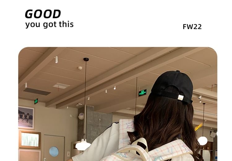 Print Bag Charm Multi-Pocket Backpack Set Cartoon /