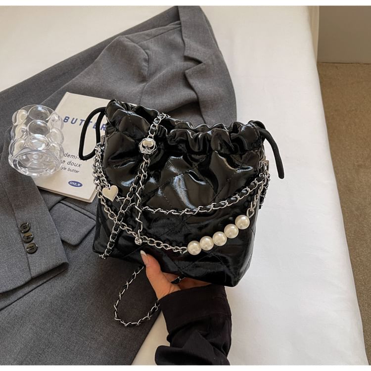 Bucket Quilted Strap Chain Bag