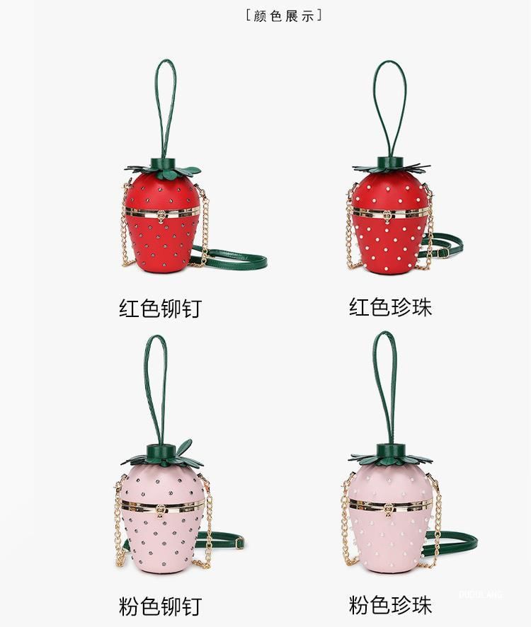Bucket Chain Strap Strawberry Bag