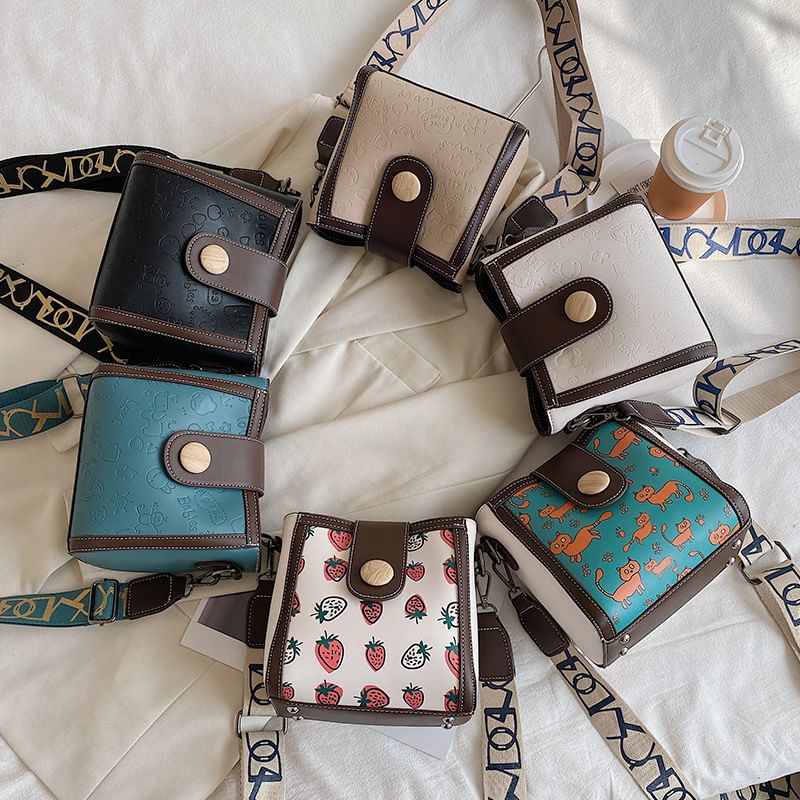 Bucket Faux Leather Bag Patterned