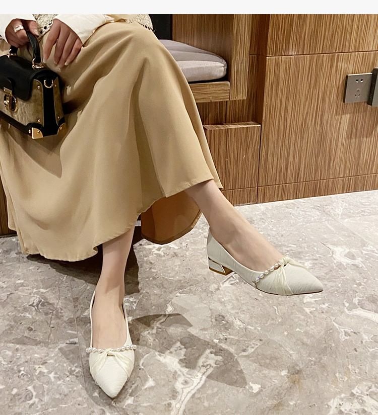 Pointed Pumps Pearl Faux Toe