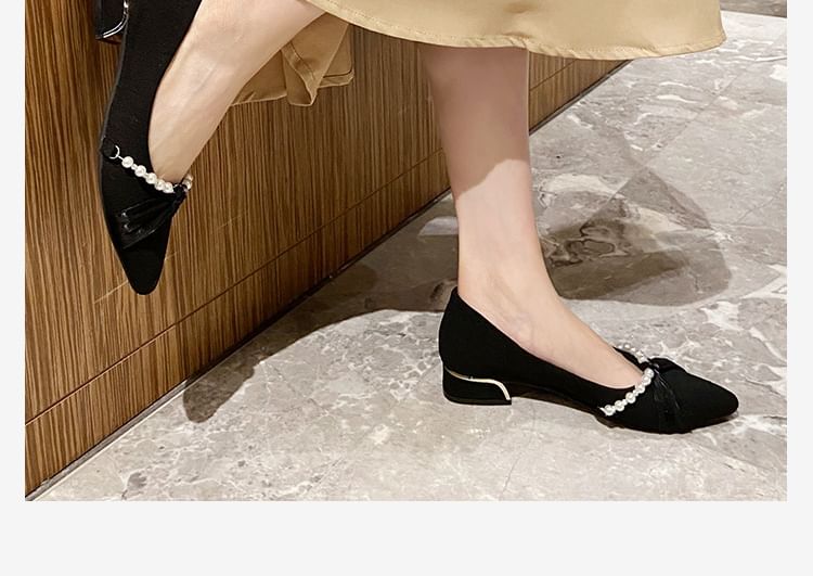 Pointed Pumps Pearl Faux Toe