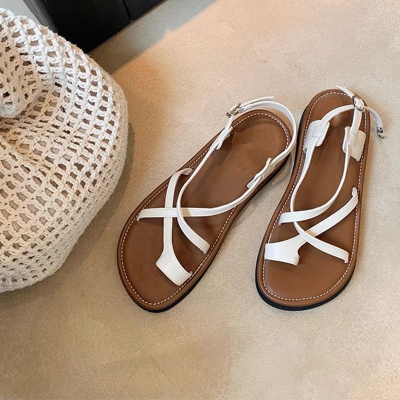 Sandals Platform Loop Toe Cross Criss