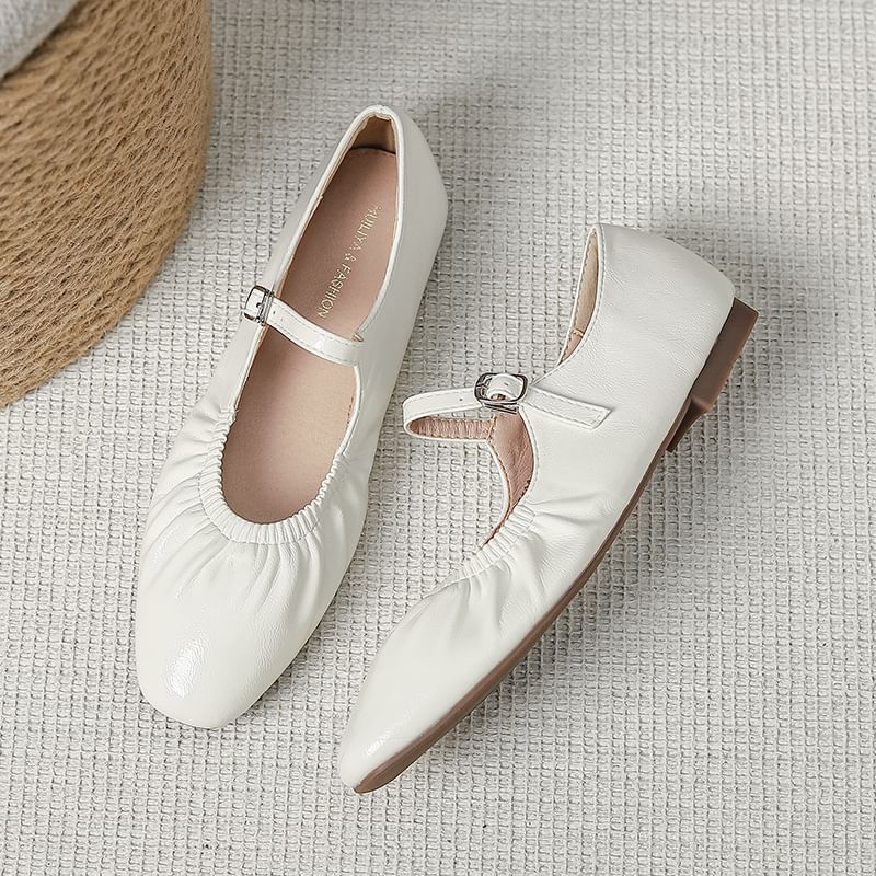 Ruched Mary Jane Flats