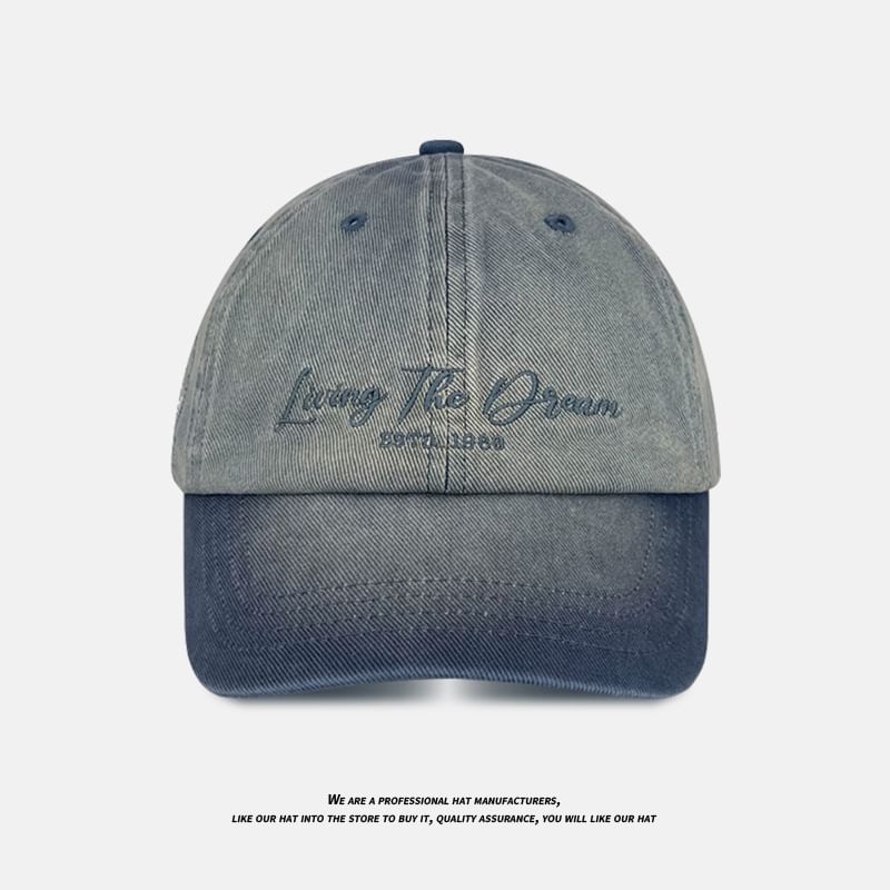 Embroidered Cap Baseball Denim Lettering