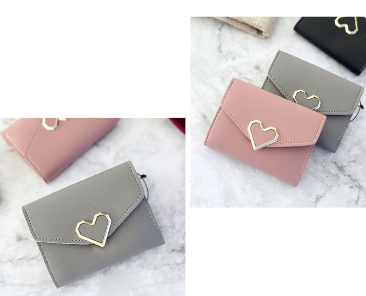 Short Heart Faux Leather Wallet Accent