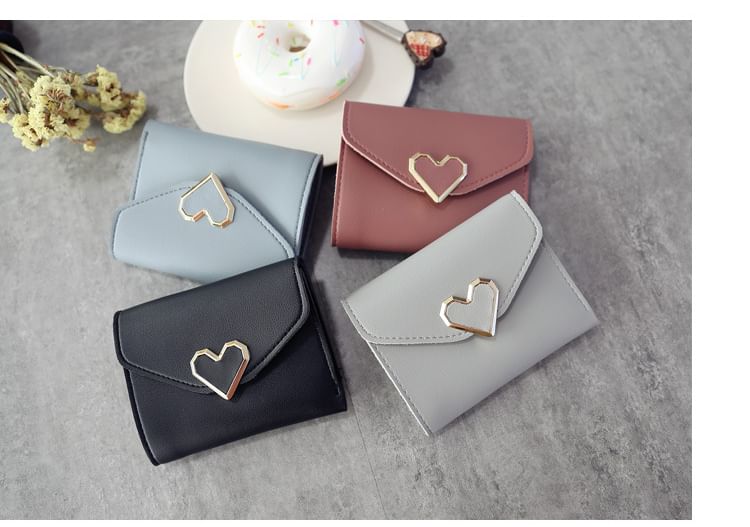 Short Heart Faux Leather Wallet Accent