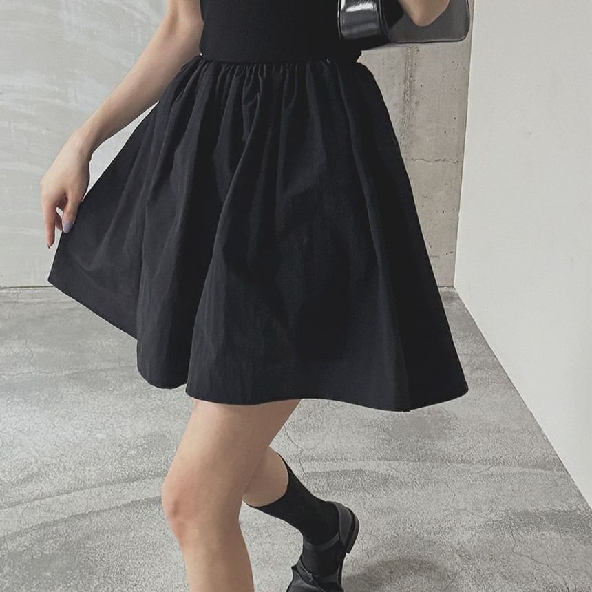 Thin Strap Solid A-Line Mini Dress