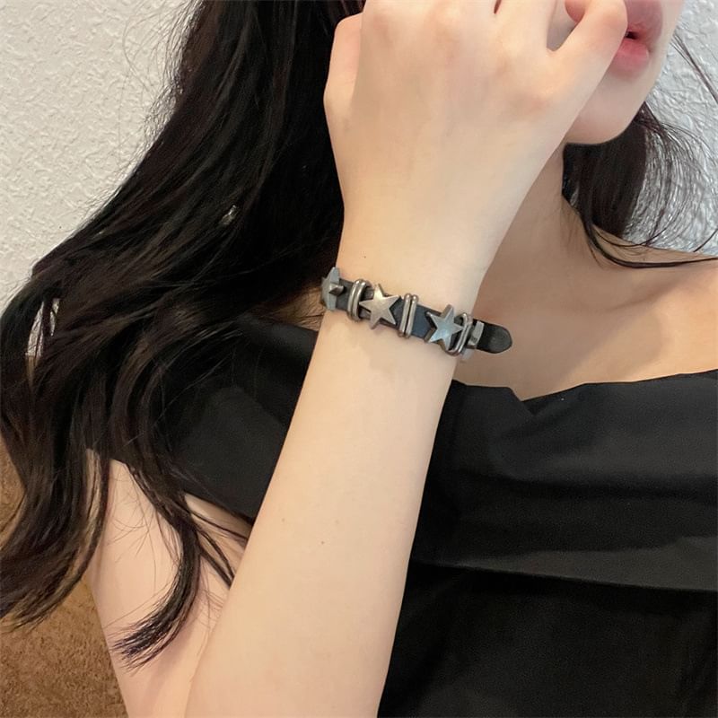 Leather Faux Bracelet Star