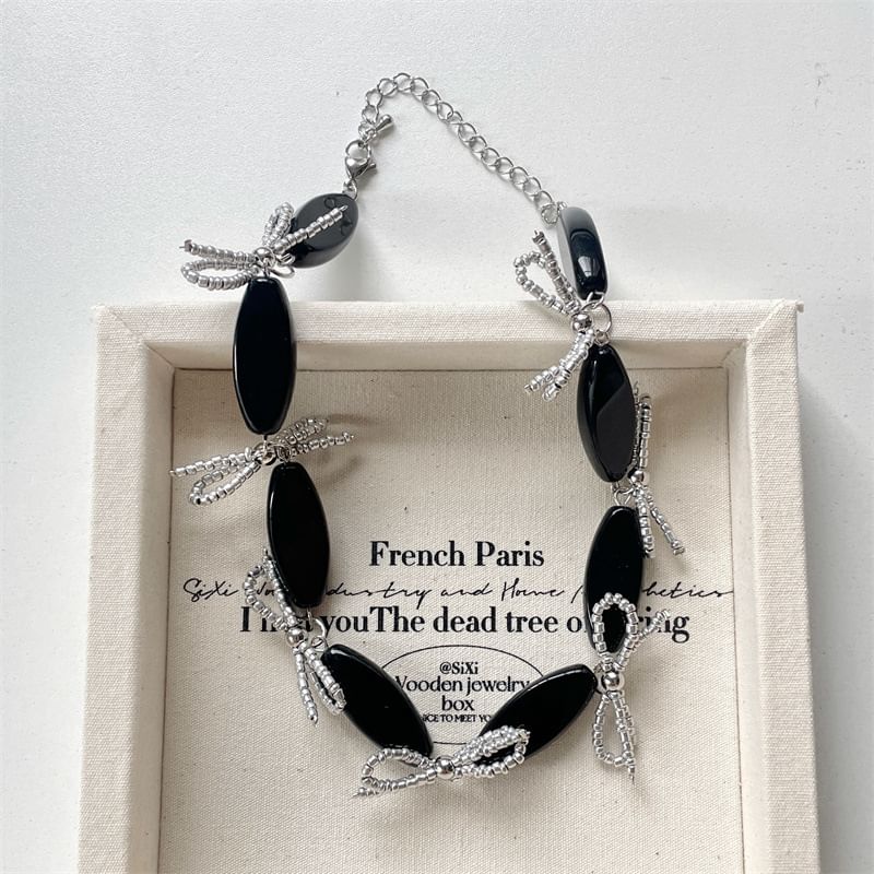 Necklace Earring / Beaded Bow Drop