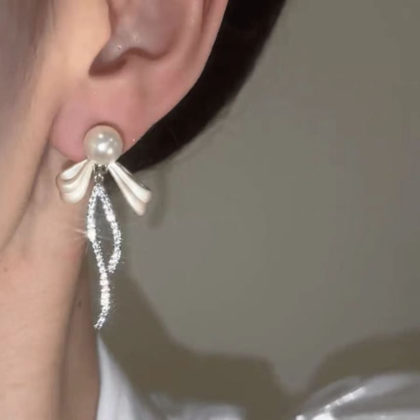 Drop Earring Rhinestone Bow