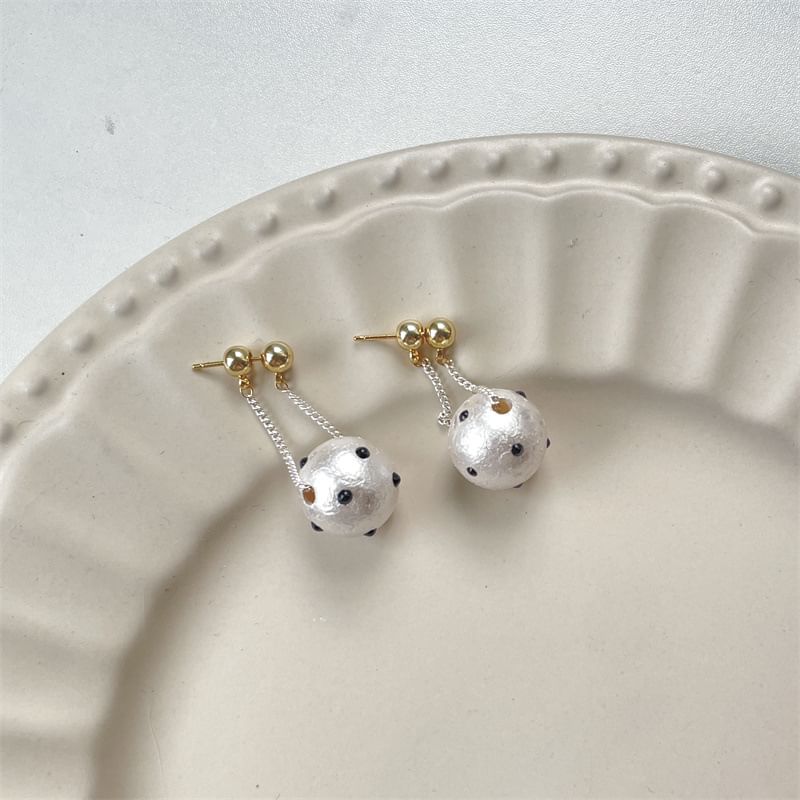 Dotted Faux Pearl Drop Earring / Stud Earring