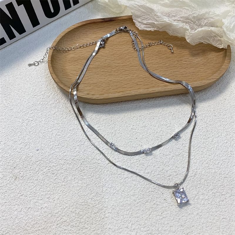 Rhinestone Set Necklace of 2: