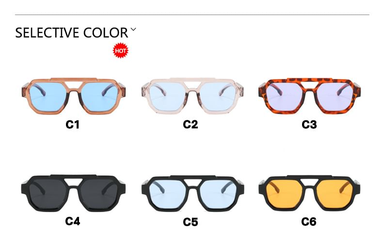 Double Plastic Bridge Geometric Sunglasses