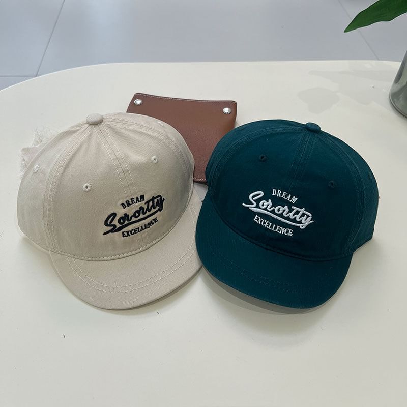 Brim Lettering Embroidered Cap Short