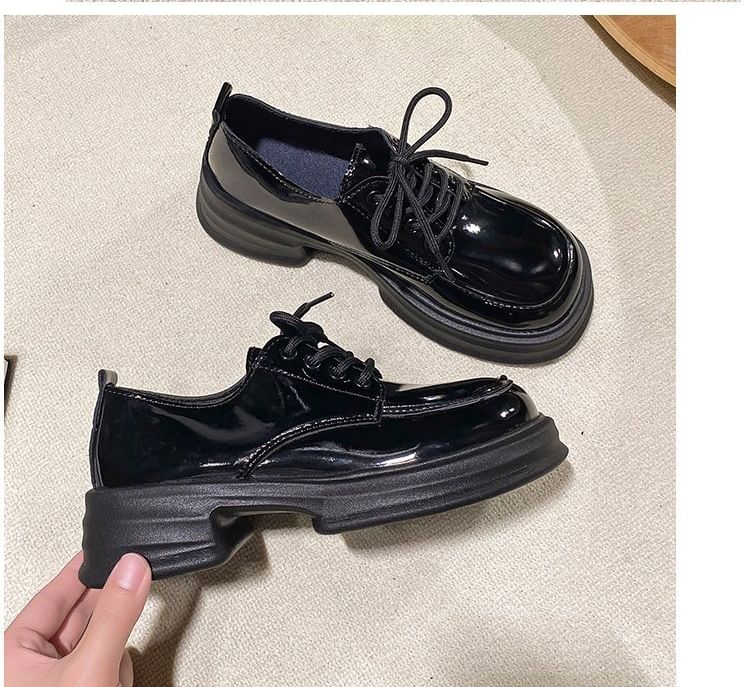 Lace-Up Platform Chunky Heel Derby Shoes