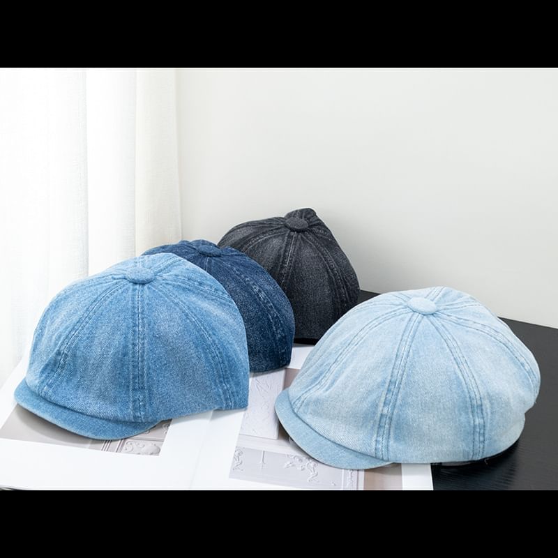 Short Newsboy Brim Cap Denim