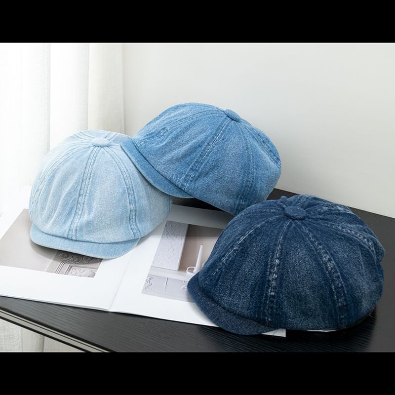 Short Newsboy Brim Cap Denim
