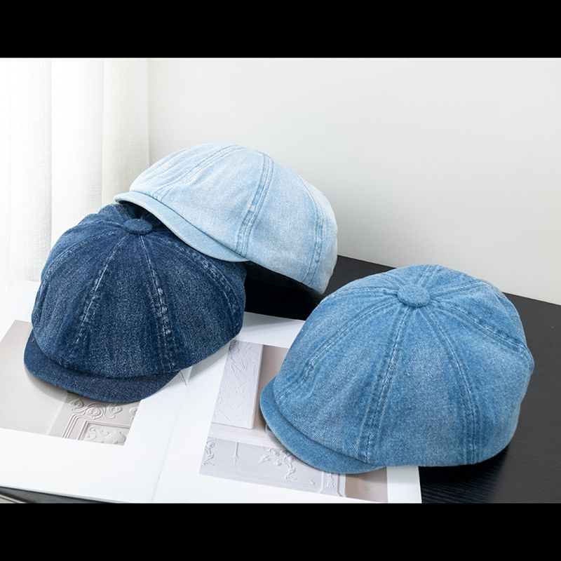 Short Newsboy Brim Cap Denim