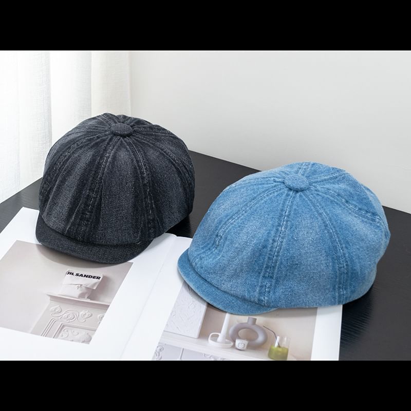 Short Newsboy Brim Cap Denim