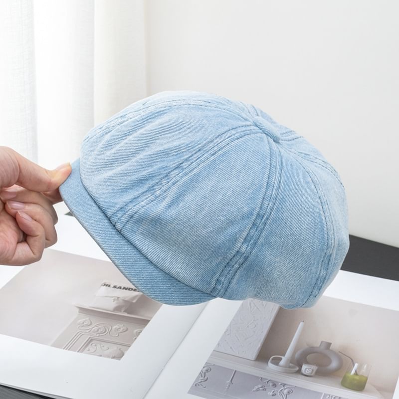 Short Newsboy Brim Cap Denim