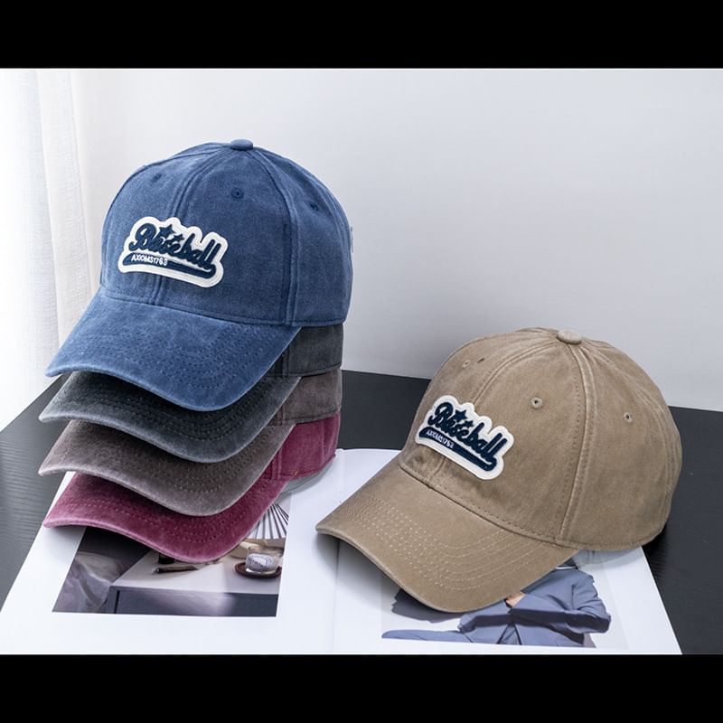 Vintage Brim Curved Baseball Cotton Cap Washed Embroidered