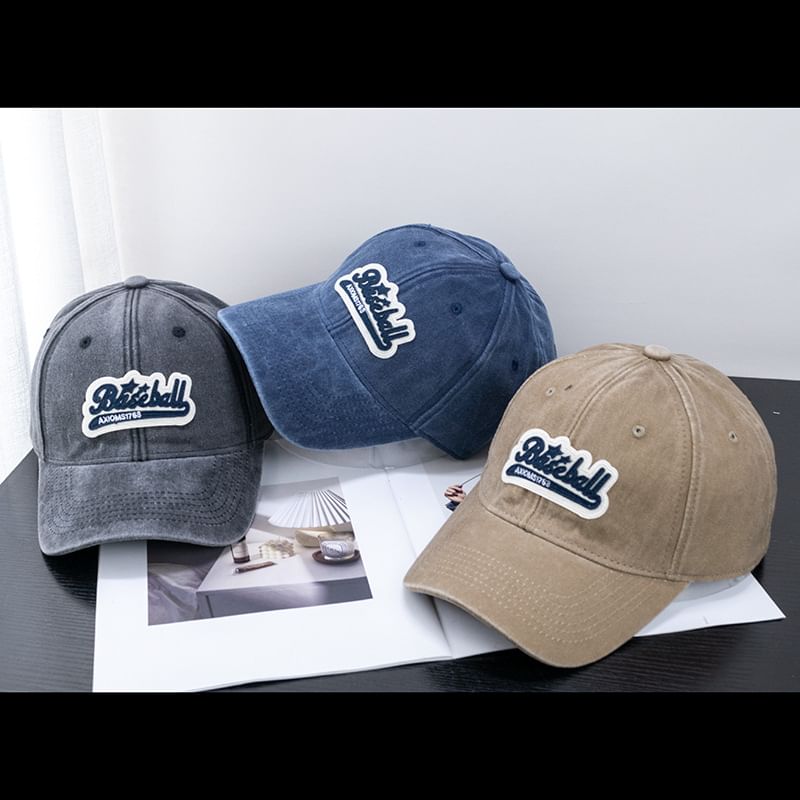 Vintage Brim Curved Baseball Cotton Cap Washed Embroidered
