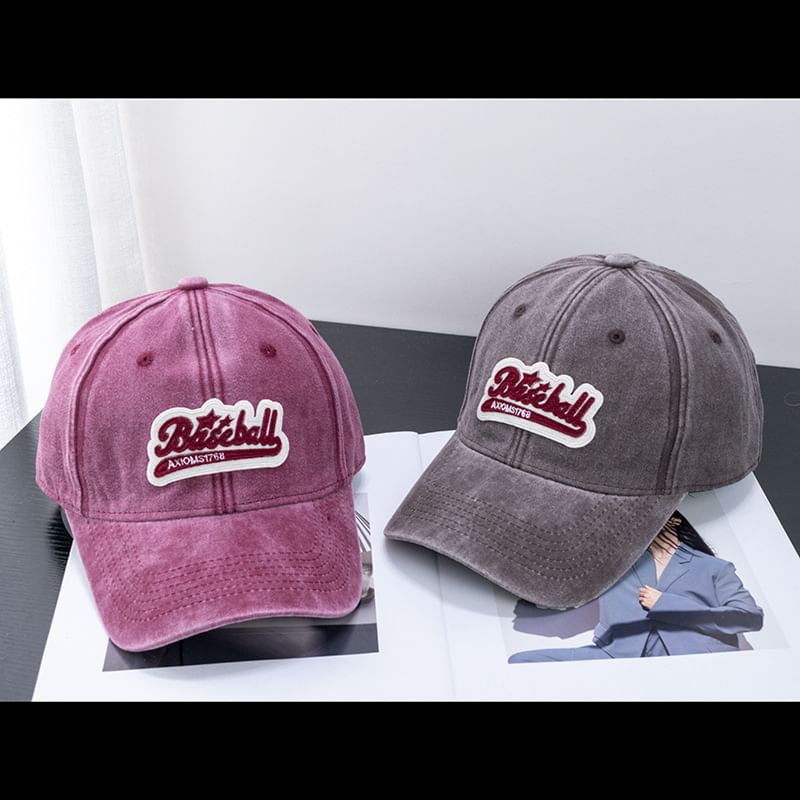 Vintage Brim Curved Baseball Cotton Cap Washed Embroidered