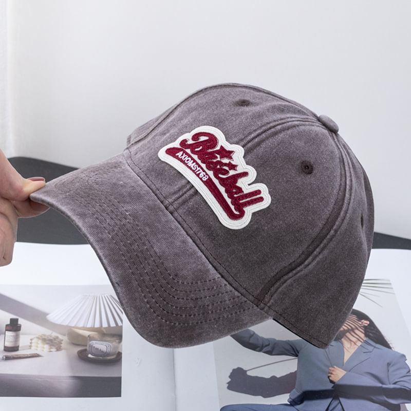 Vintage Brim Curved Baseball Cotton Cap Washed Embroidered