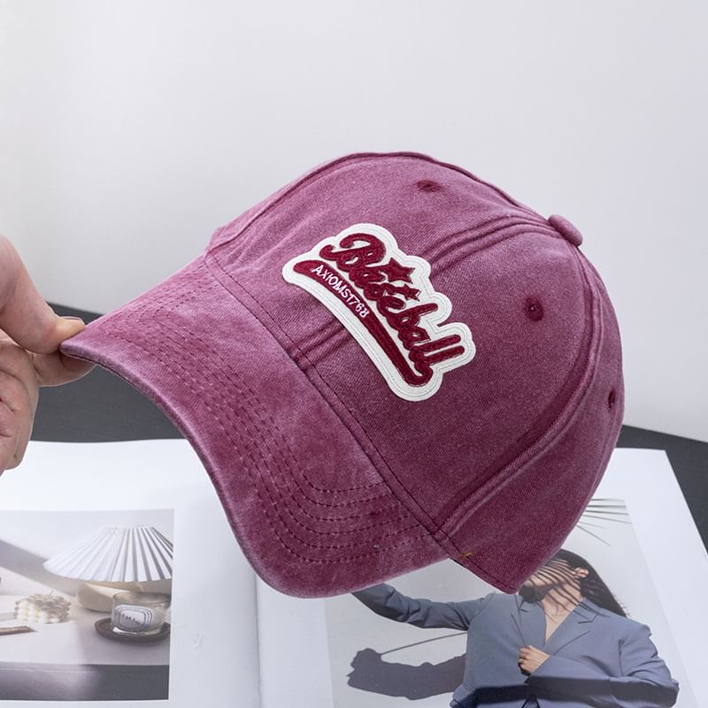 Vintage Brim Curved Baseball Cotton Cap Washed Embroidered