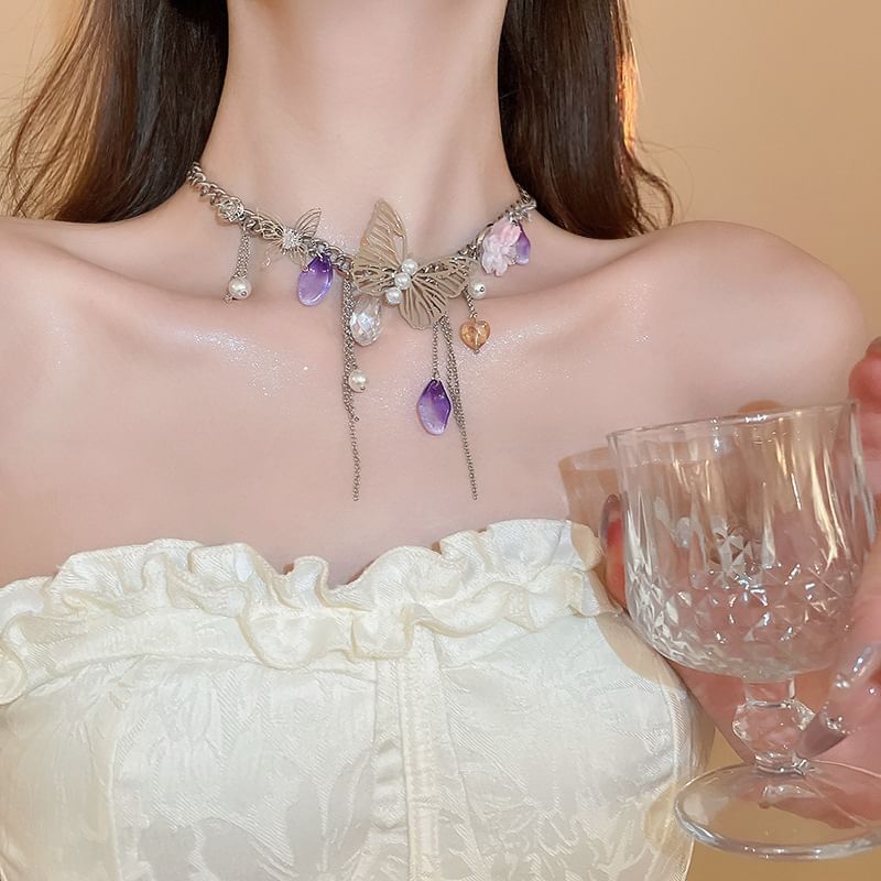 Fringed / Butterfly Earring Necklace