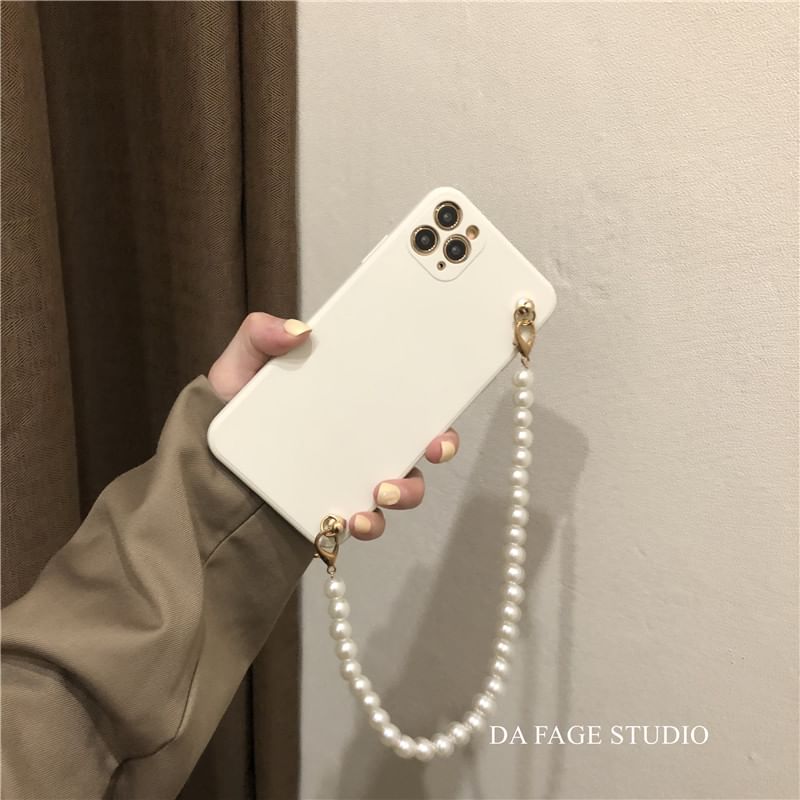 Phone Faux Strap Case Pearl