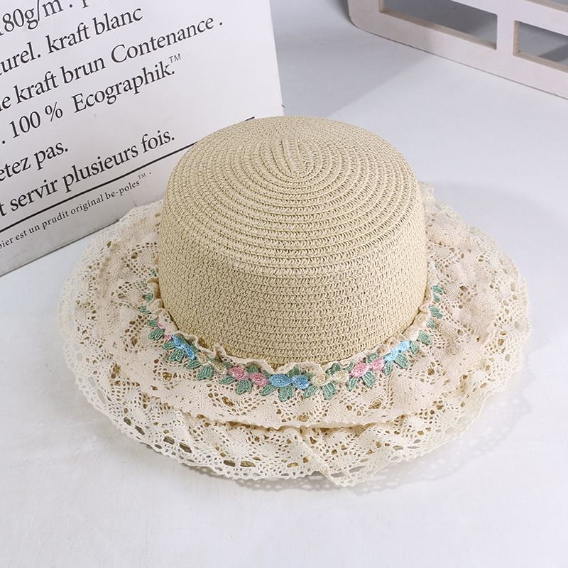 Embroidered Hat Boater Trim Flower Lace