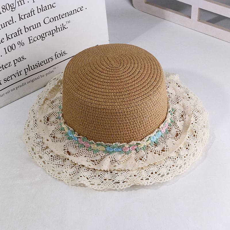 Embroidered Hat Boater Trim Flower Lace
