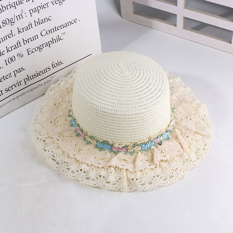 Embroidered Hat Boater Trim Flower Lace