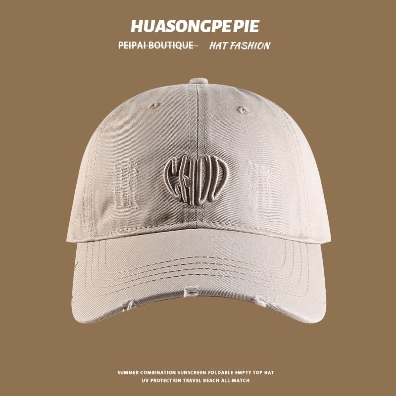 Letter Distressed Cap Embroidered Baseball