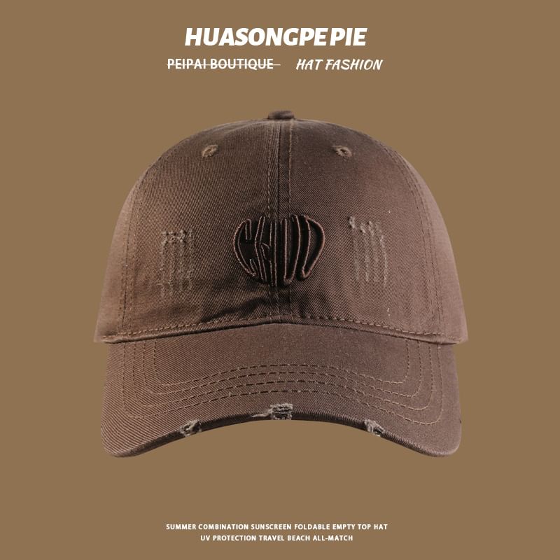 Letter Distressed Cap Embroidered Baseball