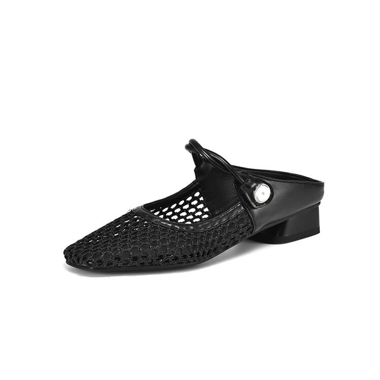 Mesh Mules Low Heel