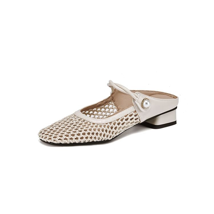 Mesh Mules Low Heel