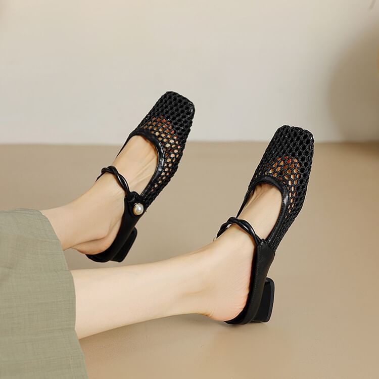 Mesh Mules Low Heel