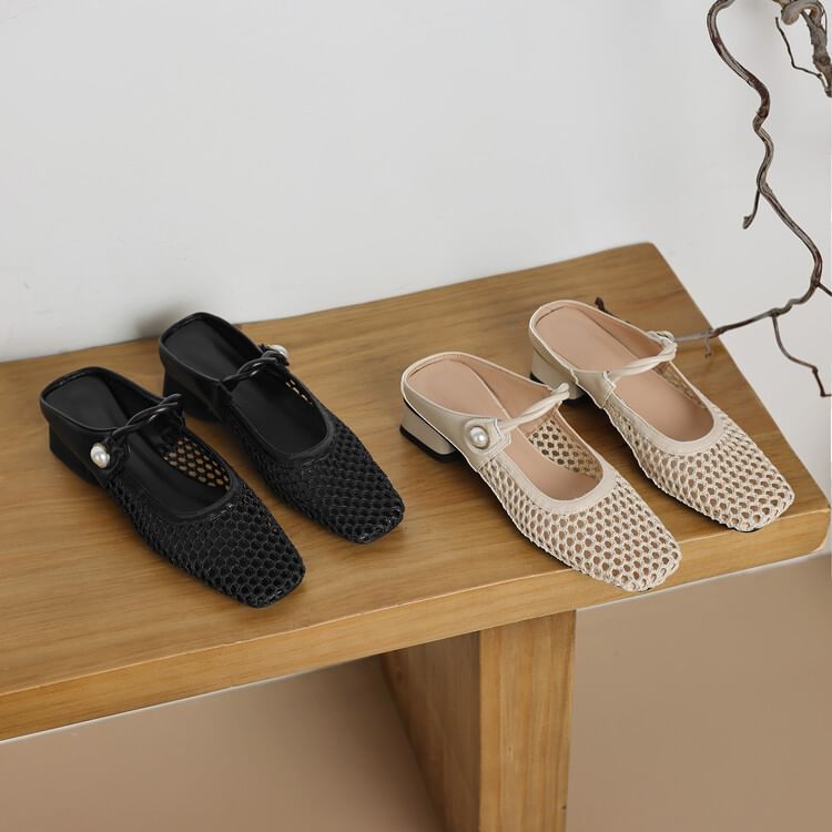 Mesh Mules Low Heel