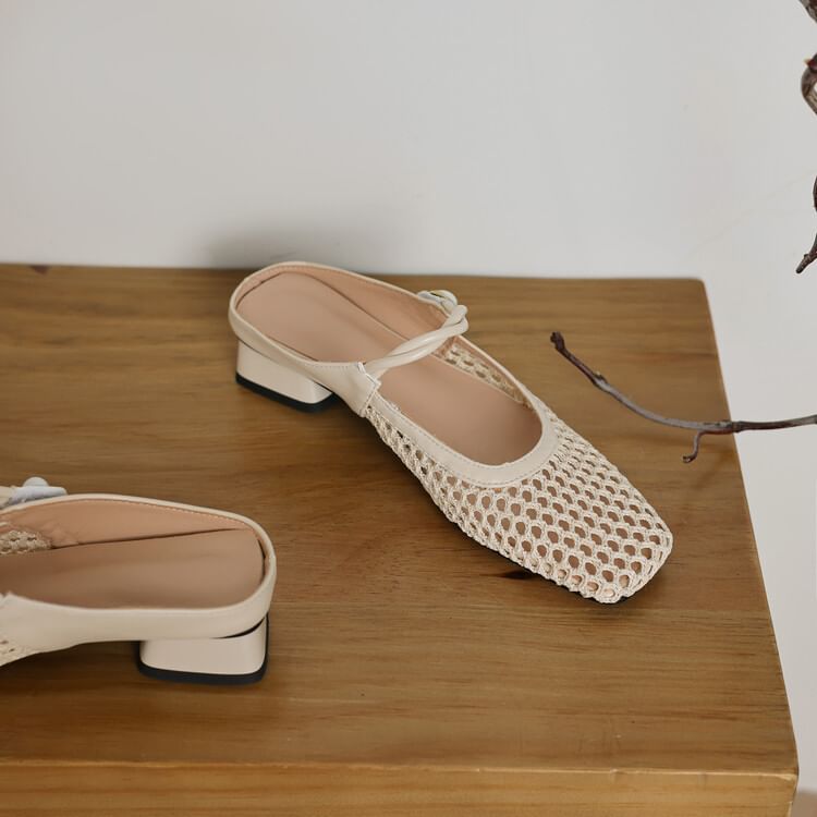 Mesh Mules Low Heel