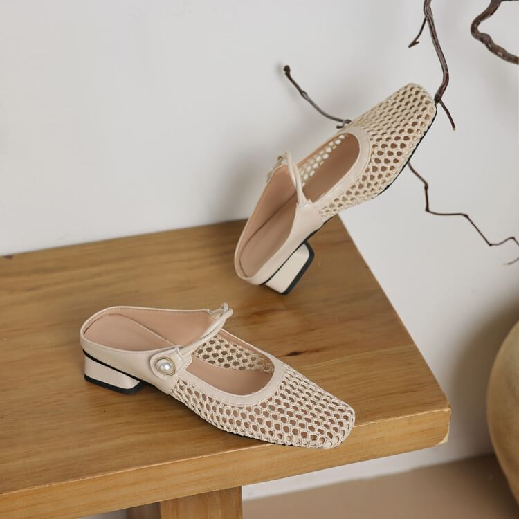 Mesh Mules Low Heel