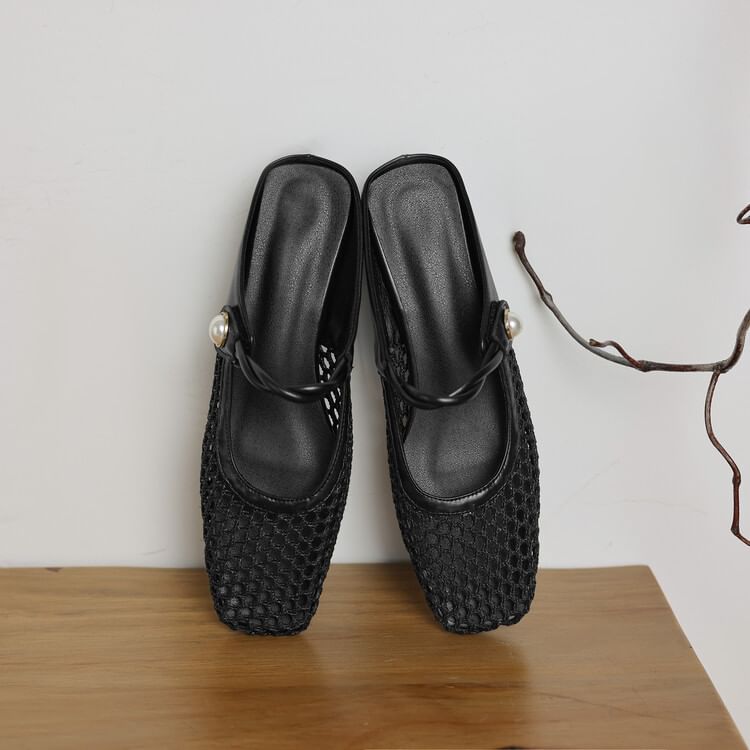 Mesh Mules Low Heel
